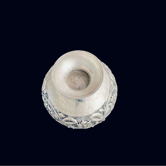 Vtg Forever Lovely and Beautiful Lacquered Silver Plate Floral Etched Bowl India - Picture 5 of 14